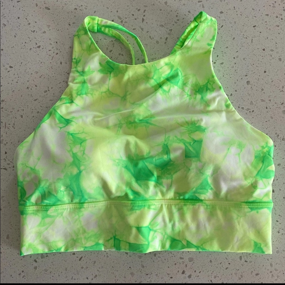 NWT Lululemon Energy Bra Shibori Neon